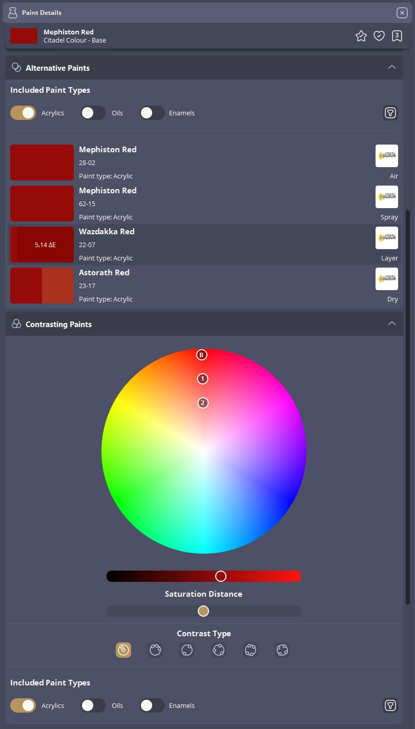 Alternative paint suggestions for miniature colors