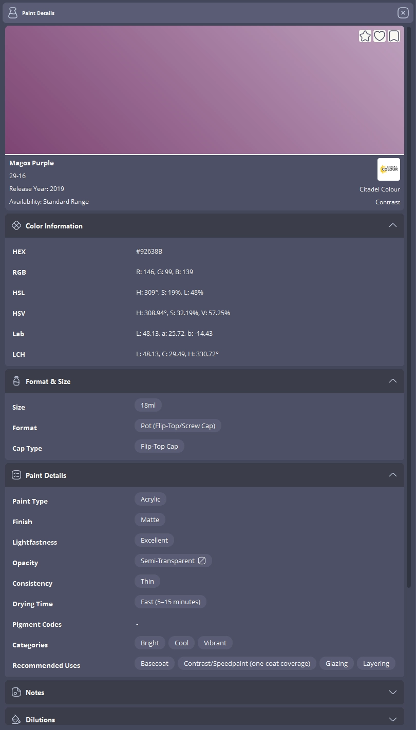 Tintelligence paint collection overview with color details